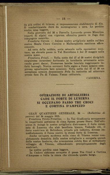 Il diario della nostra guerra : bollettini ufficiali dell'esercito e della marina